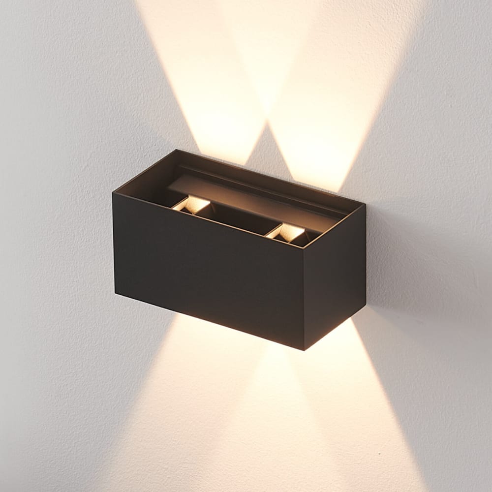 Kosilum Wandleuchte aus Aluminium und Acryl 20 cm, Schwarz Schwarz Metall