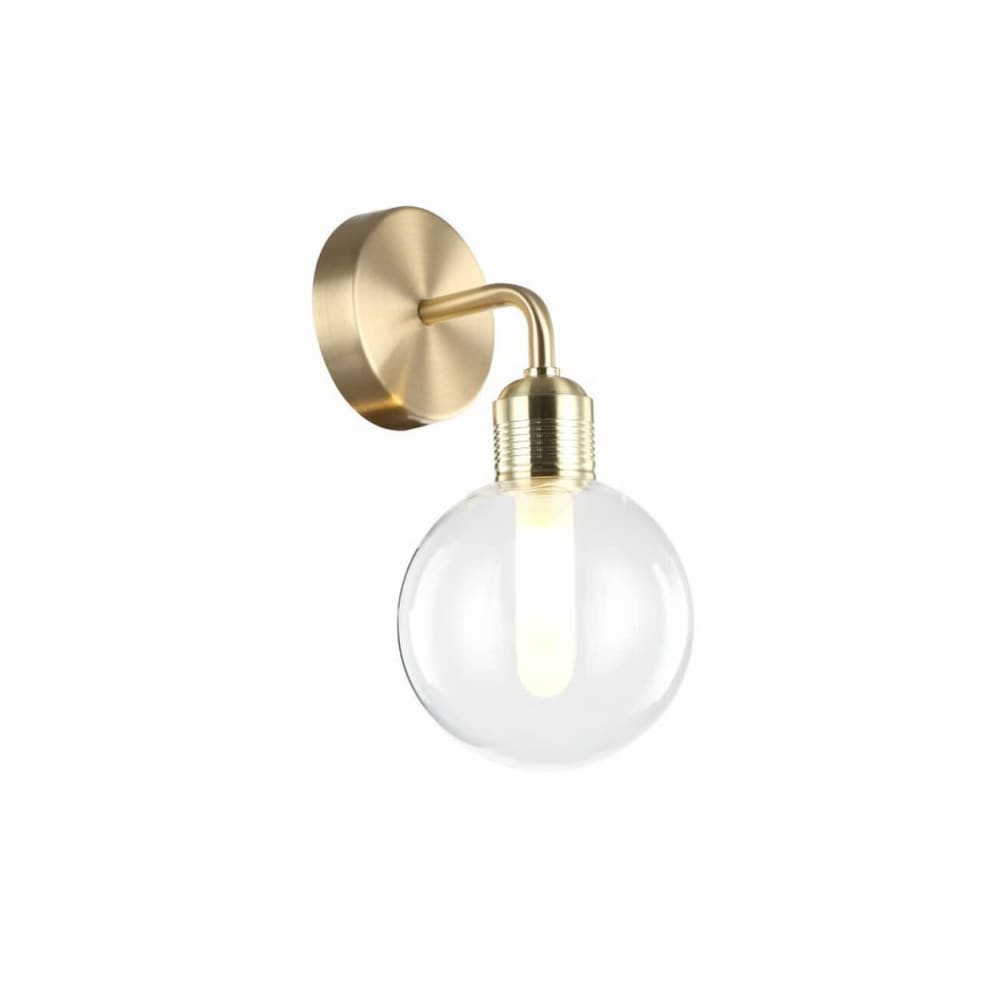 Kosilum Wandleuchte aus Metall und Glas 23 cm, Gold / Messing Gold Glas
