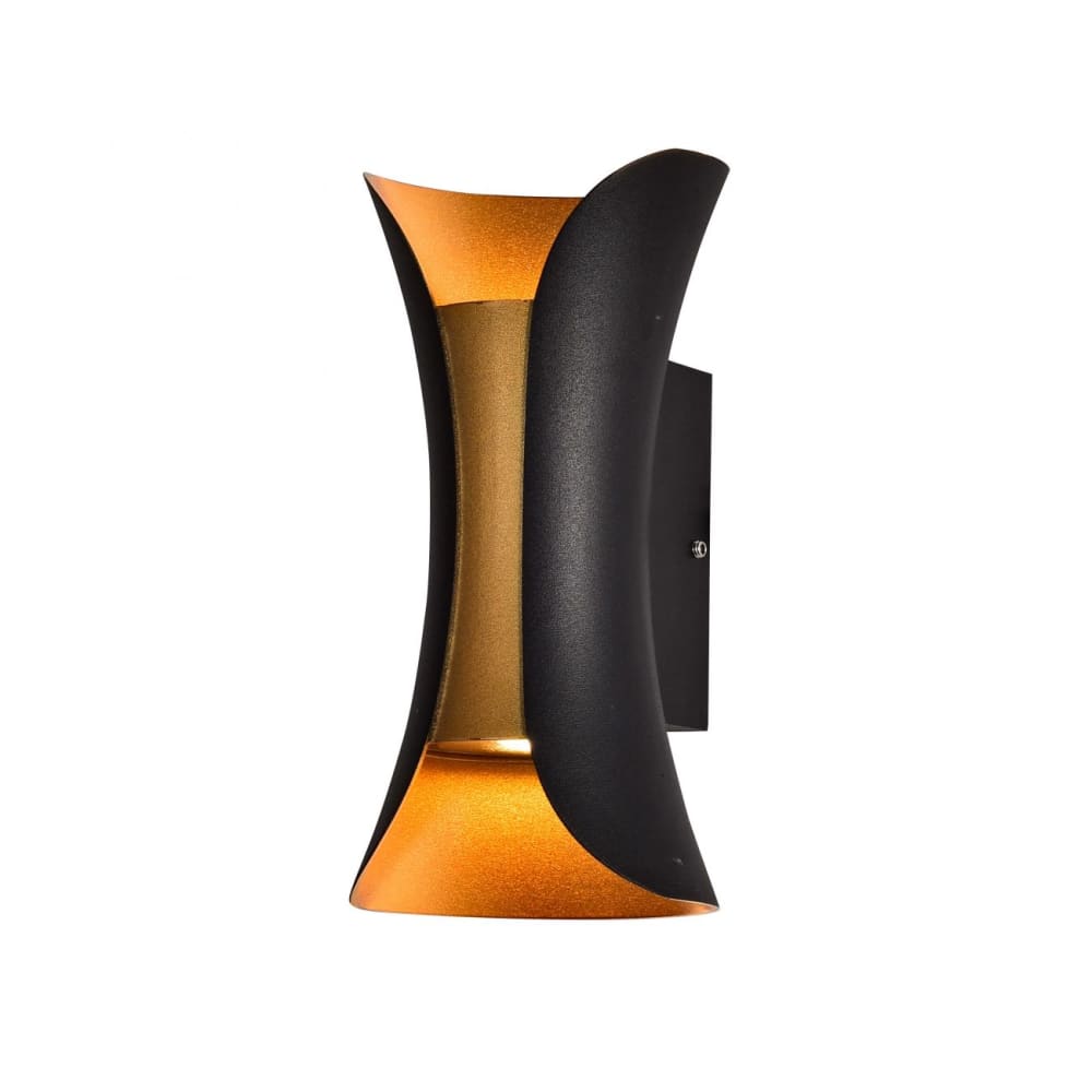Kosilum LED-Wandbeleuchtung schwarz innen gold IP54 - Foria - Metall