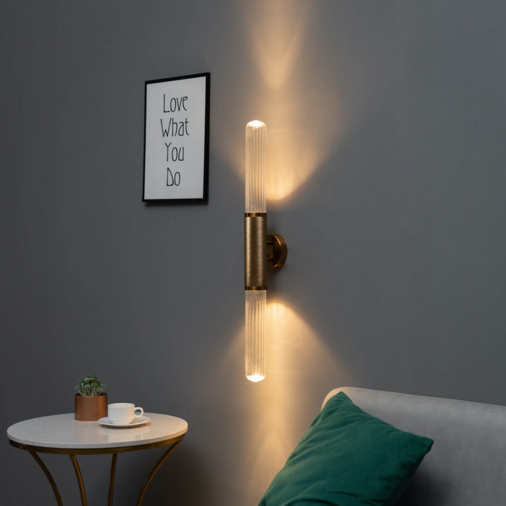Applique en verre doré / laiton 74 cm — vue 3