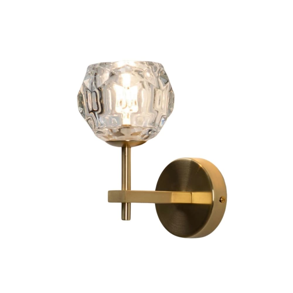 Kosilum Wandleuchte aus Metall und Glas 21 cm, Gold / Messing Gold Glas