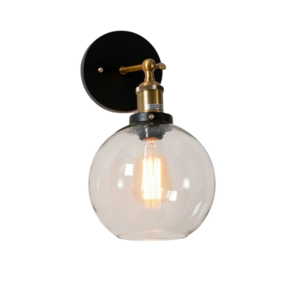 Kosilum Rundem Glas rétro Wandleuchte - Olivia Transparent Glas