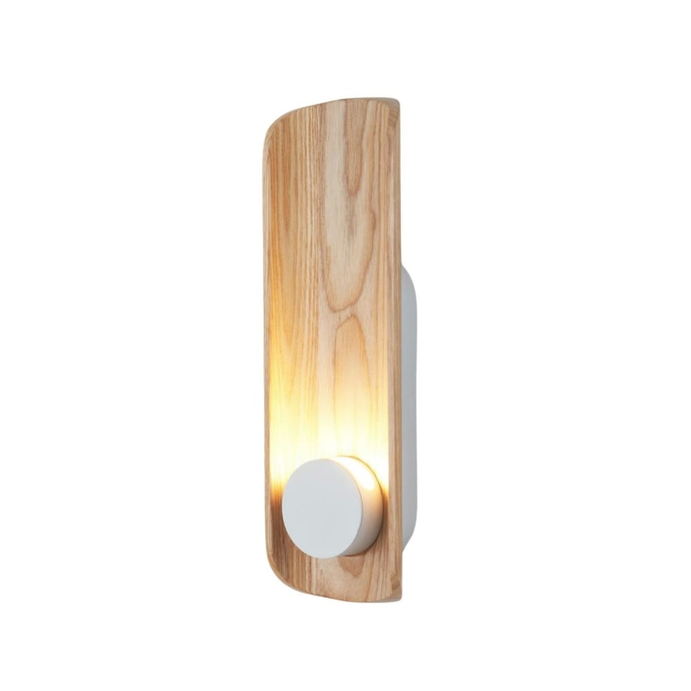 Kosilum Wandleuchte aus Metall, Acryl und Holz 31 cm, Hölzern und weiß Beige Metall