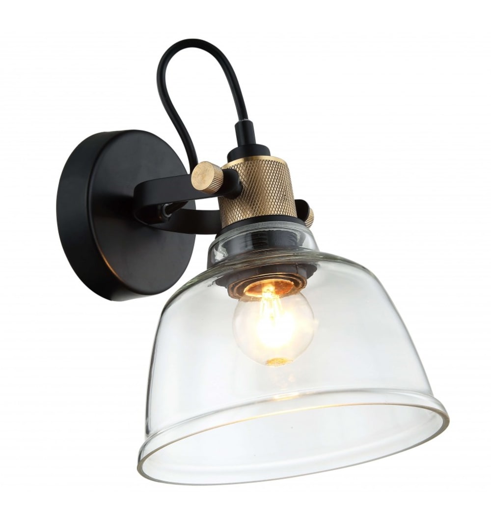 Kosilum Wandleuchte aus Metall und Glas 25 cm, Transparant Transparent Glas