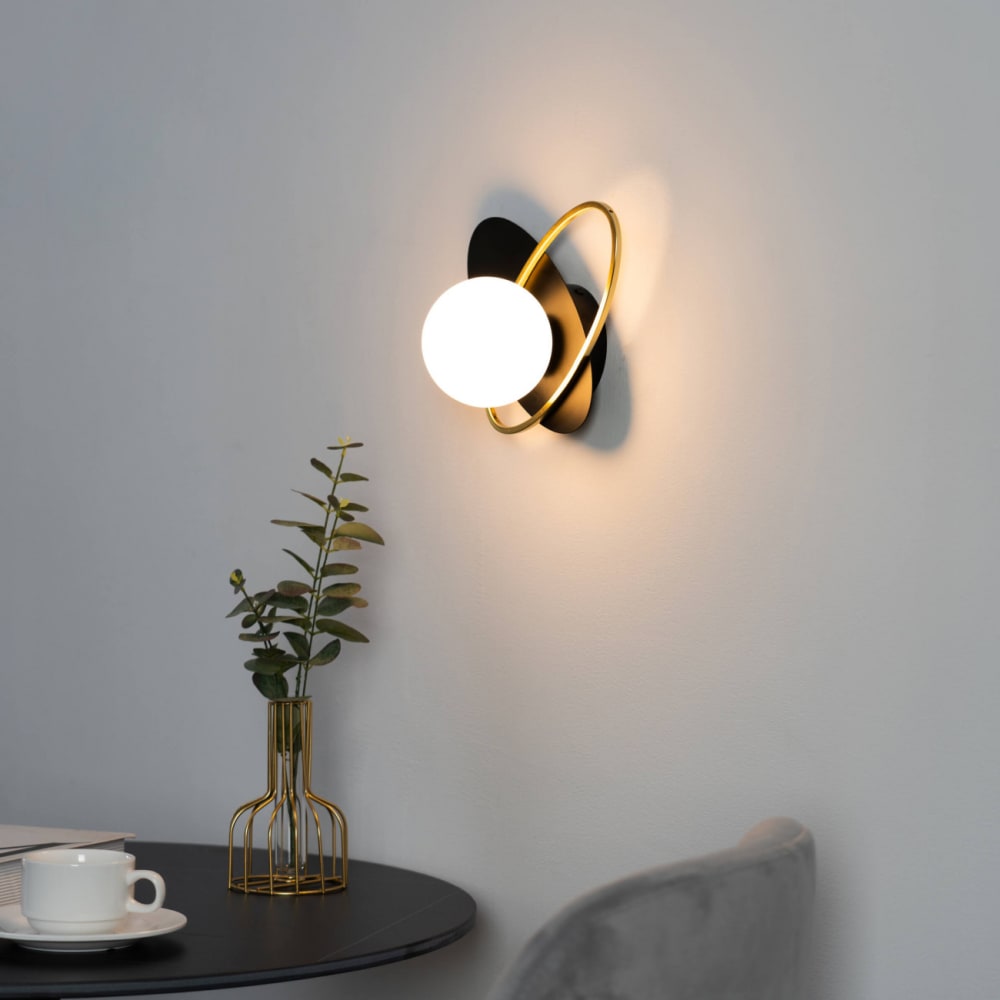 Applique en verre noir et doré 21 cm — vue 3
