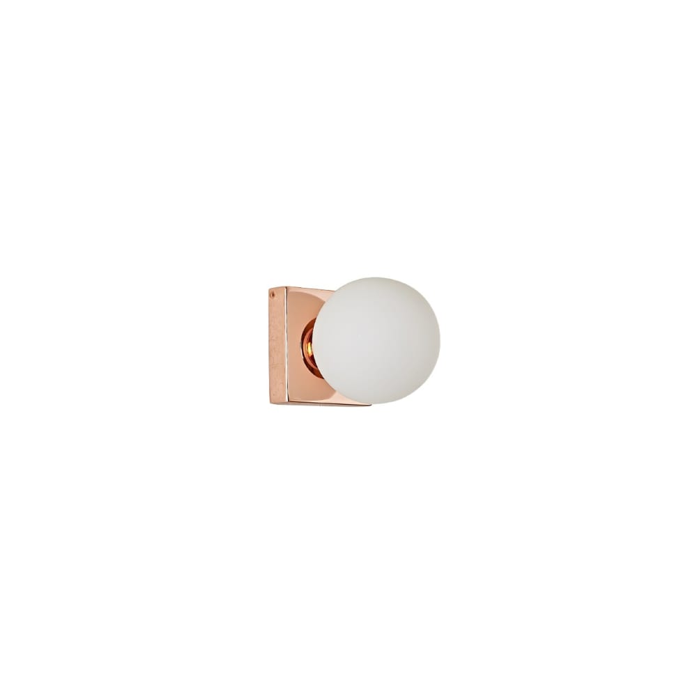 Kosilum Wandleuchte aus Metall und Glas 10 cm, Roségold und Weiß - Glas