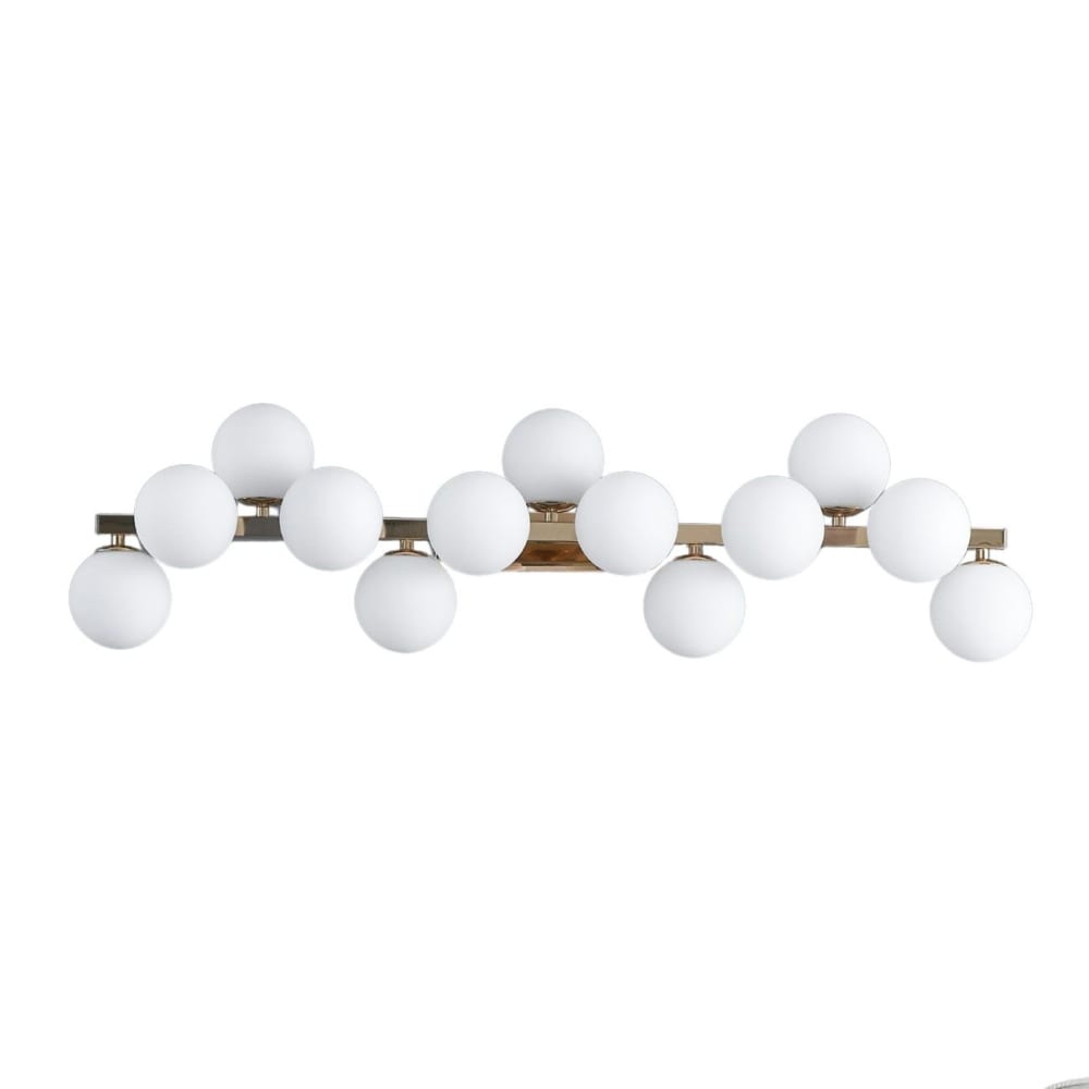 Kosilum Wandleuchte aus Metall und Glas 95 cm, Roségold und Weiß - Glas