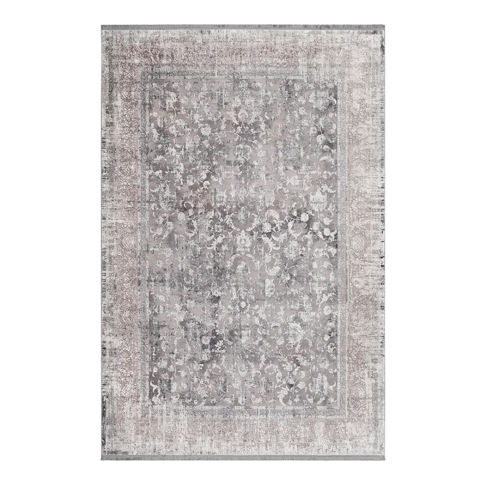 Tapis floral  en viscose beige 80x150