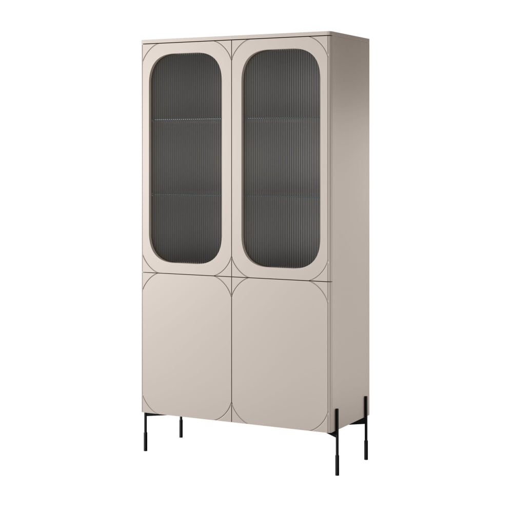 Vitrine 2 portes avec pied métal cachemire 104x200 cm