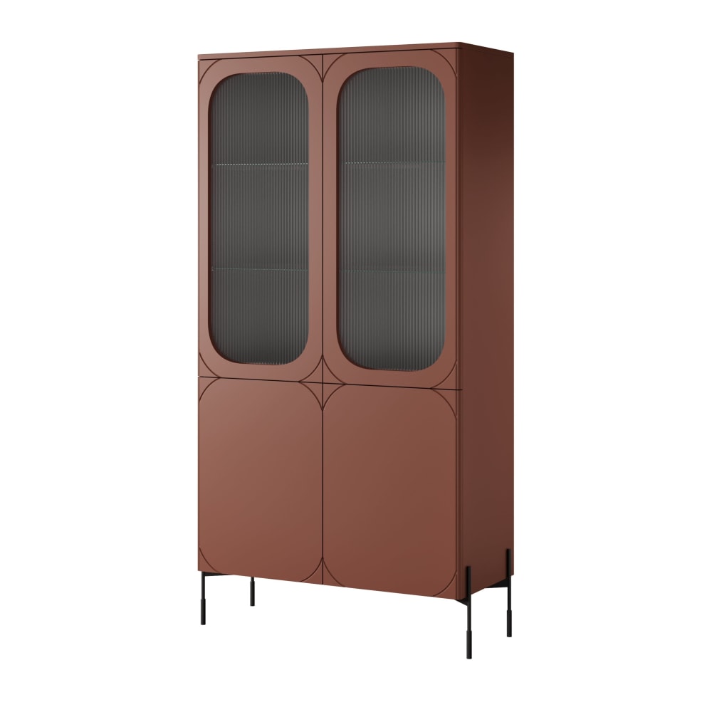 Vitrine 2 portes avec pied en métal bordeaux 104x200 cm