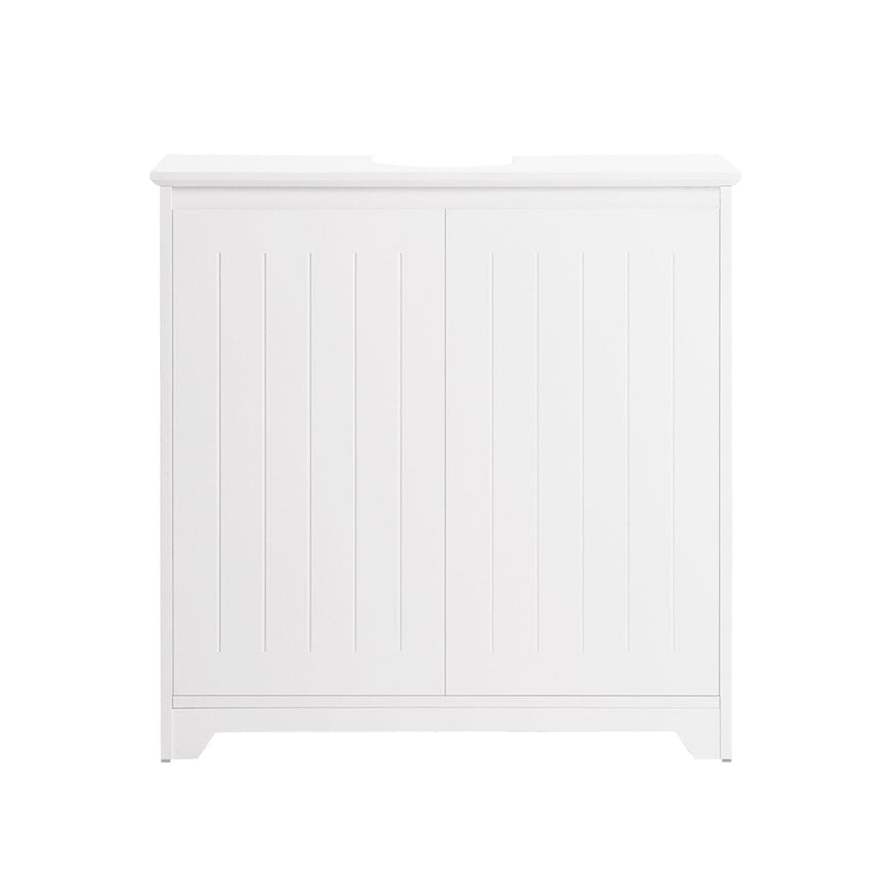 Meuble sous lavabo à 2 portes effet bois blanc