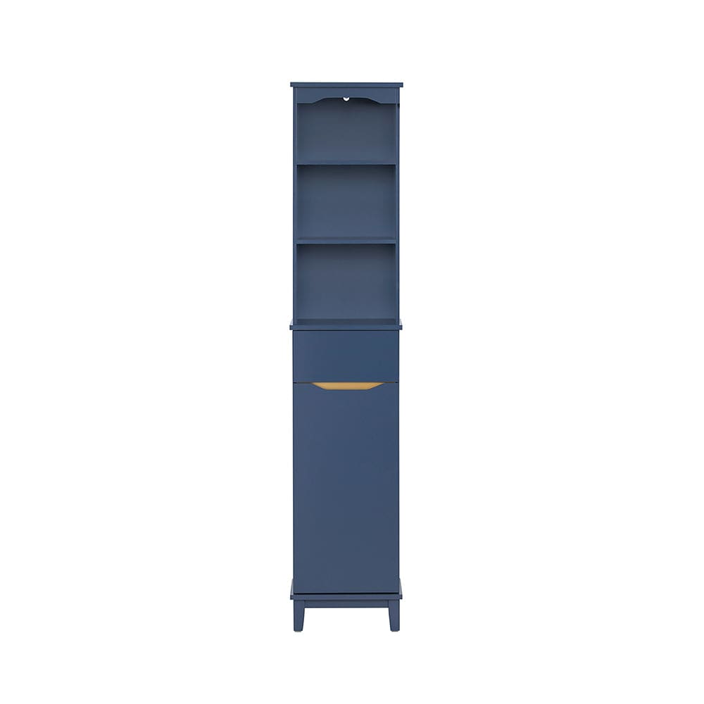 Hochschrank Mit 1 TüR Und 3 Ablagen Holz Blau