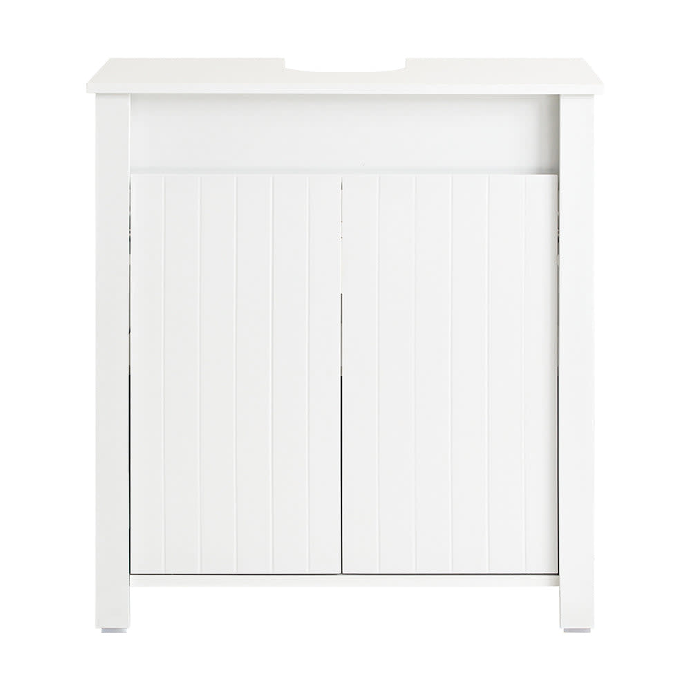Meuble sous lavabo effet bois blanc avec 2 portes