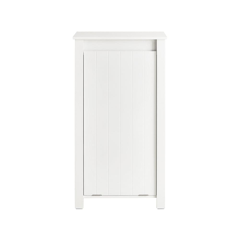 Armoire effet bois blanc avec 1 panier à linge