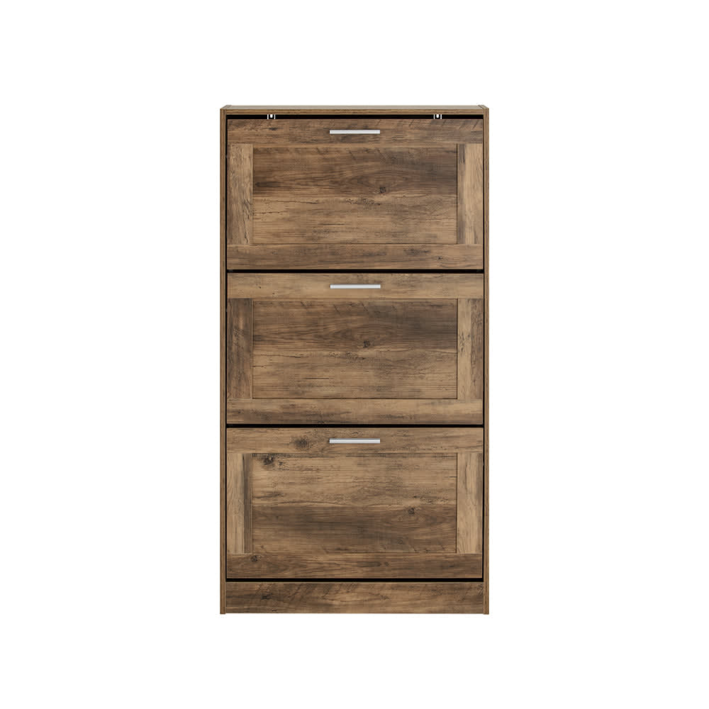 SoBuy Schuhschrank mit 3 Klappen Holz Vintagebraun - Spanplatte