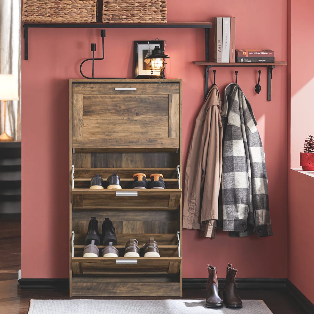 Schuhschrank mit 3 Klappen Holz Vintagebraun - Maisons Du Monde