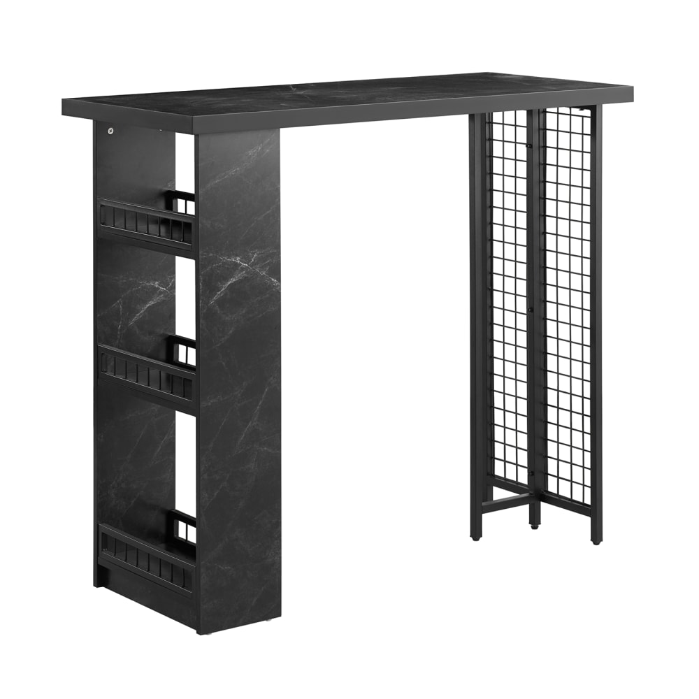 SoBuy Bartisch mit 3 Ablagen Holz Metall Schwarz Schwarz Spanplatte