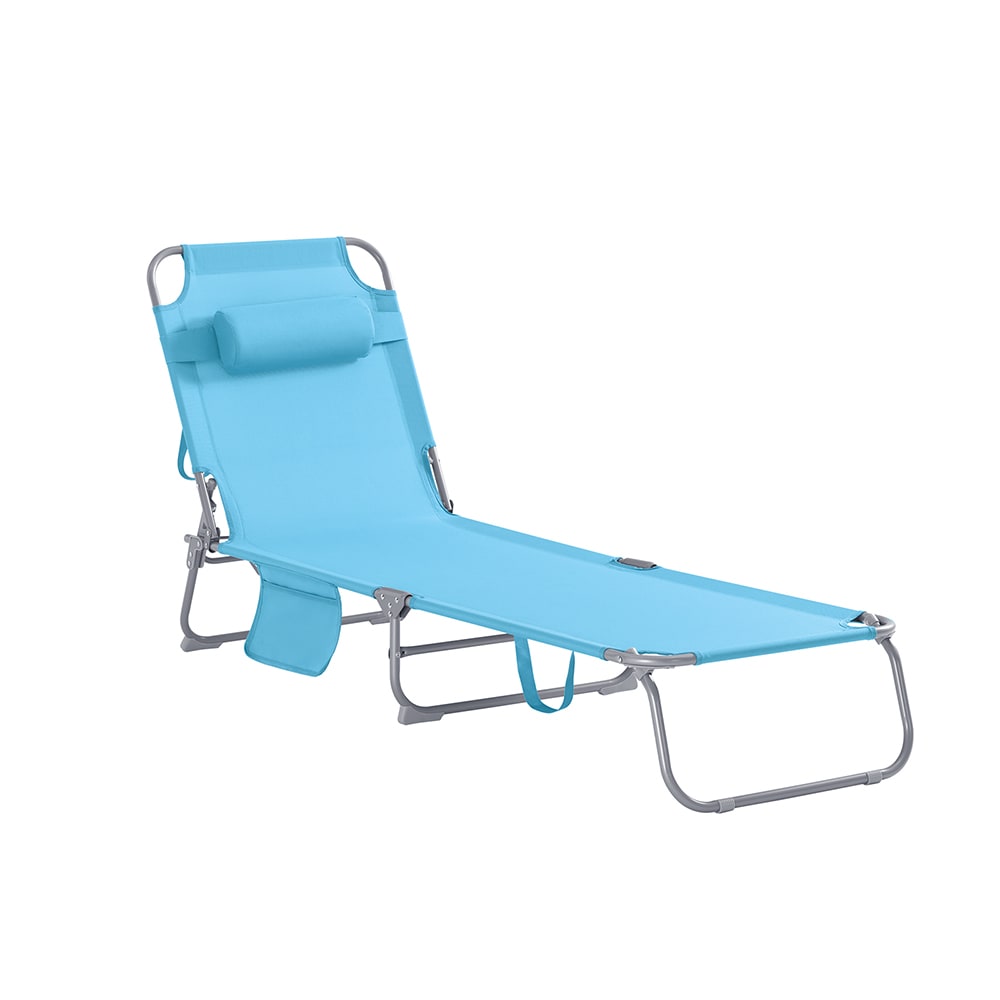 Chaise longue pliable et réglable bleu