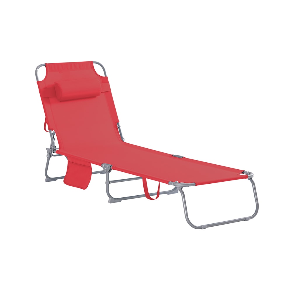 Chaise Longue Pliable et réglable Rouge