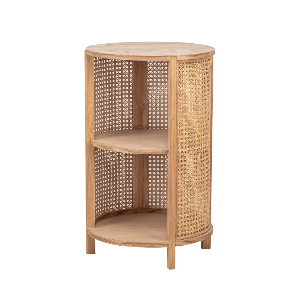 Table de chevet en bois et rotin naturel