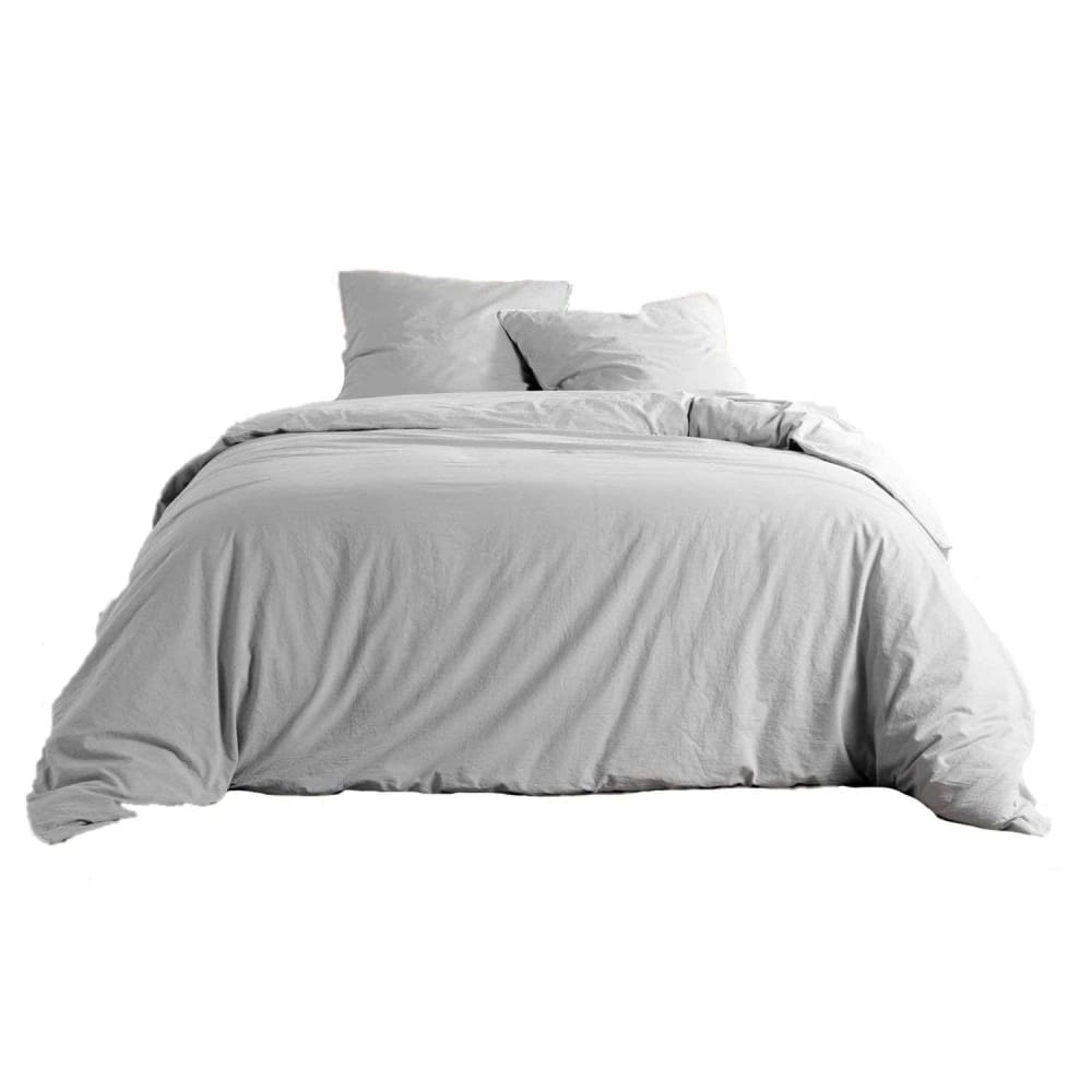 Parure de lit 100% coton gris 240 x 260 cm - Maisons du Monde