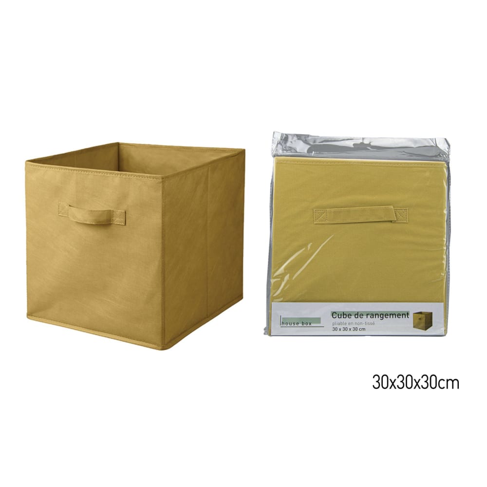 Lot de 12 cubes de rangement pliables en tissus avec poignée jaune - Maisons du Monde