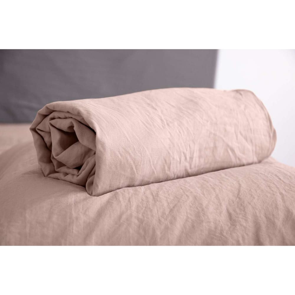 Drap housse 100% microfibre lavée rose poudré 140 x 190 cm - Maisons du Monde