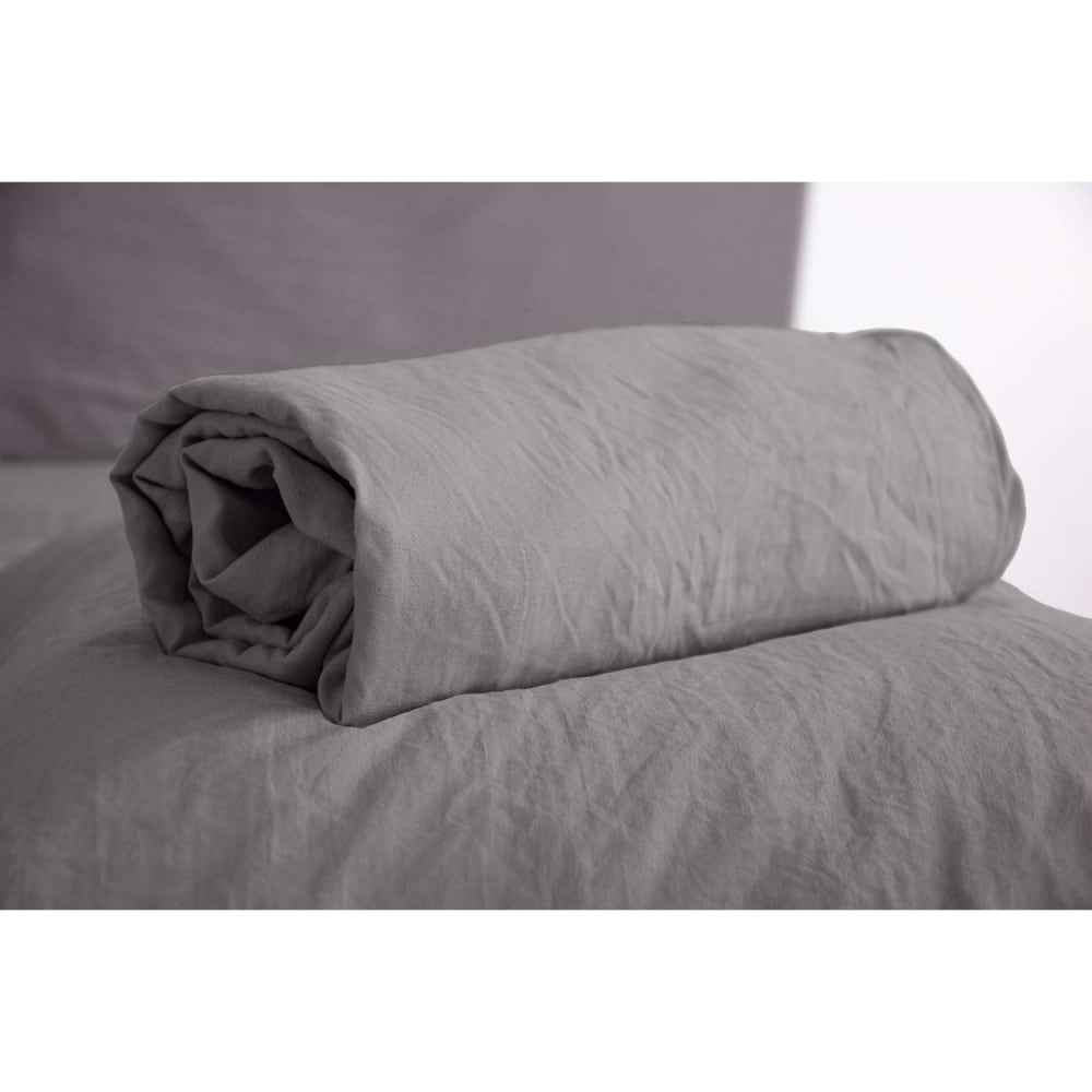 Drap housse 100% microfibre lavée anthracite 140 x 190 cm - Maisons du Monde