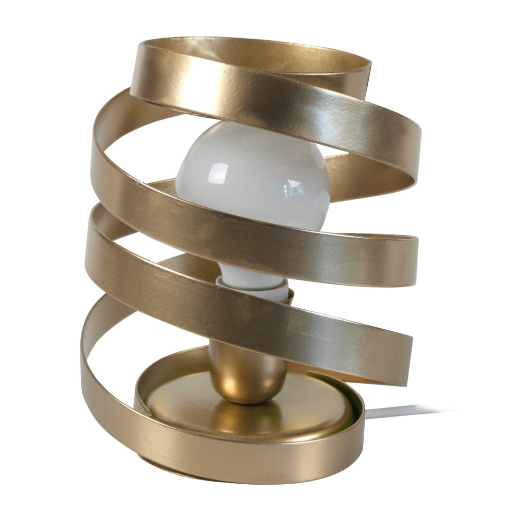 lampara de mesa espiral metal dorado