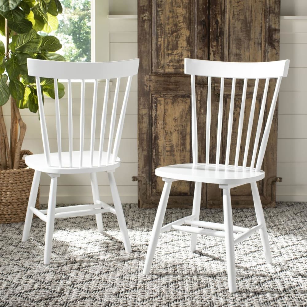 Safavieh 2er-Set esszimmerstühle aus Eiche malaysisch, Weiß style modern Beige Holz