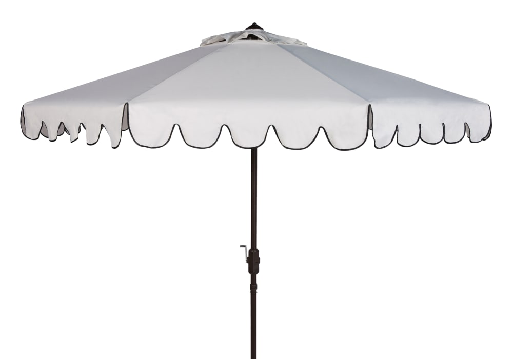Safavieh Regenschirm aus Metall/Stoff, Schwarz style seaside Weiß Metall