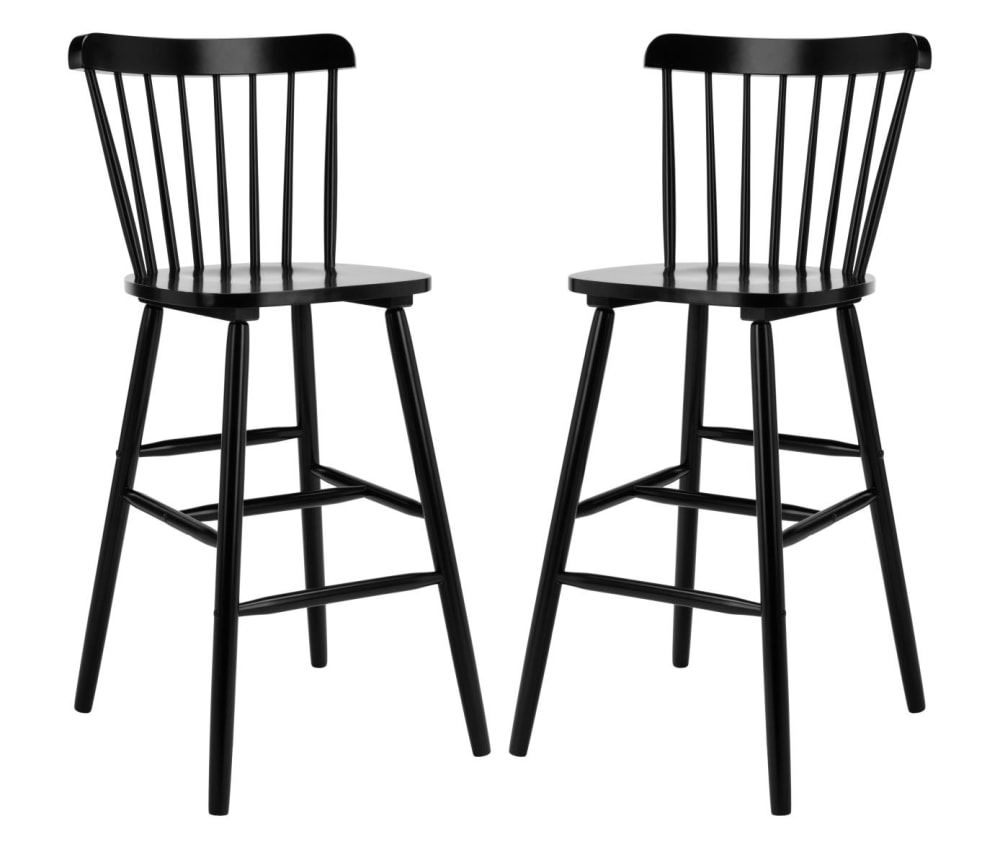 Ensemble de 2 tabourets de bar en bois d'hévéa, noir Ensemble de 2 tabourets de bar en bois d'hévéa, noir