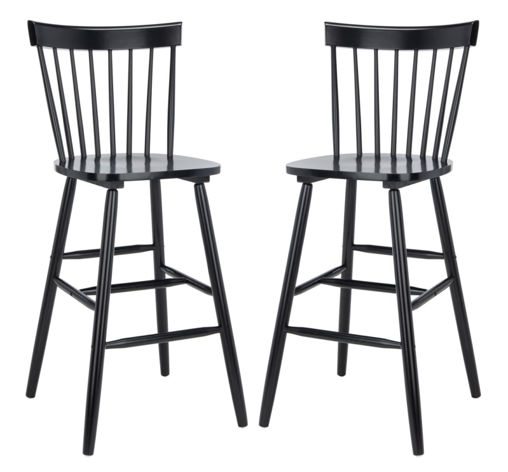 Ensemble de 2 tabourets de bar en bois d'hévéa, noir Ensemble de 2 tabourets de bar en bois d'hévéa, noir