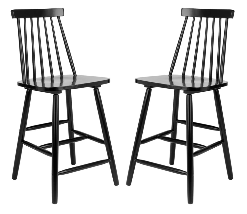 Ensemble de 2 tabourets de bar en bois d'hévéa, noir Ensemble de 2 tabourets de bar en bois d'hévéa, noir