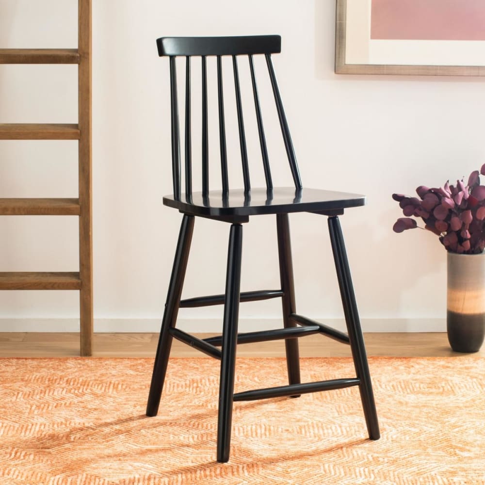 Ensemble de 2 tabourets de bar en bois d'hévéa, noir - Maisons du Monde