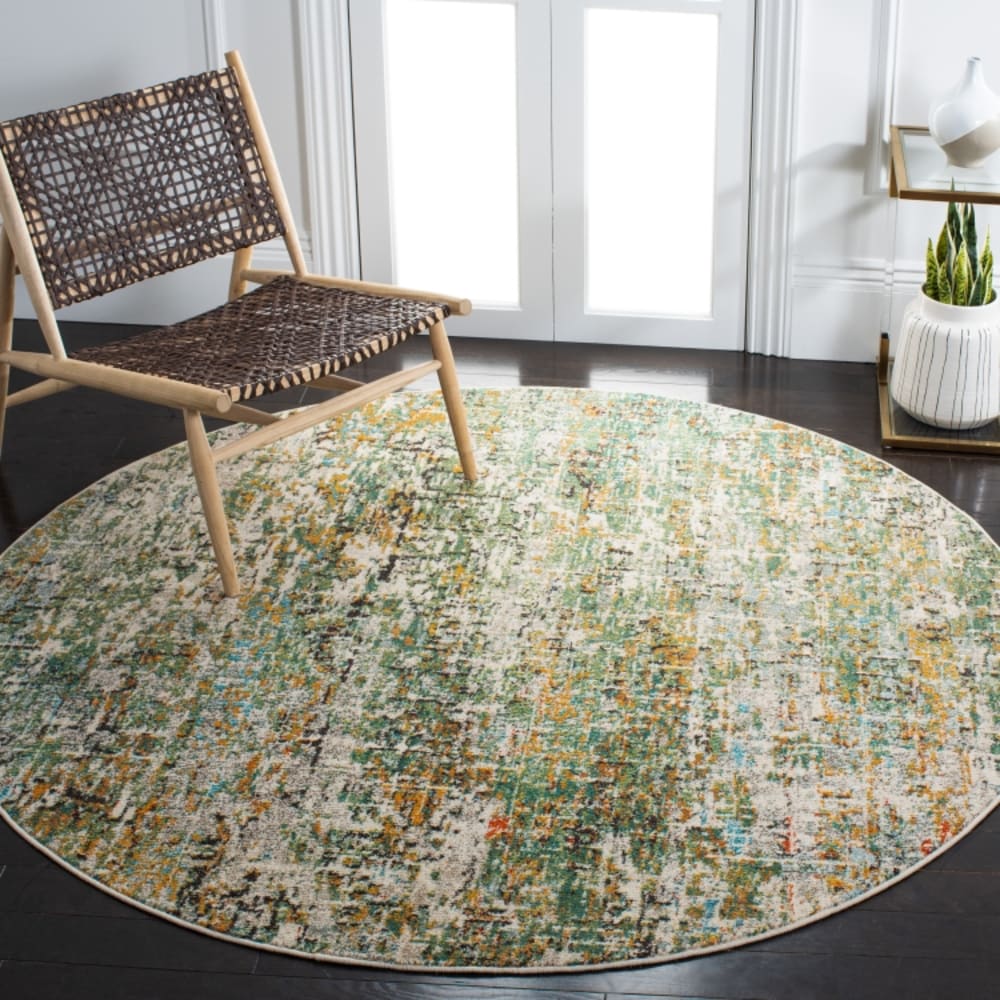 Tapis contemporain en polypropylène vert/bleu, 122 cm — vue 3