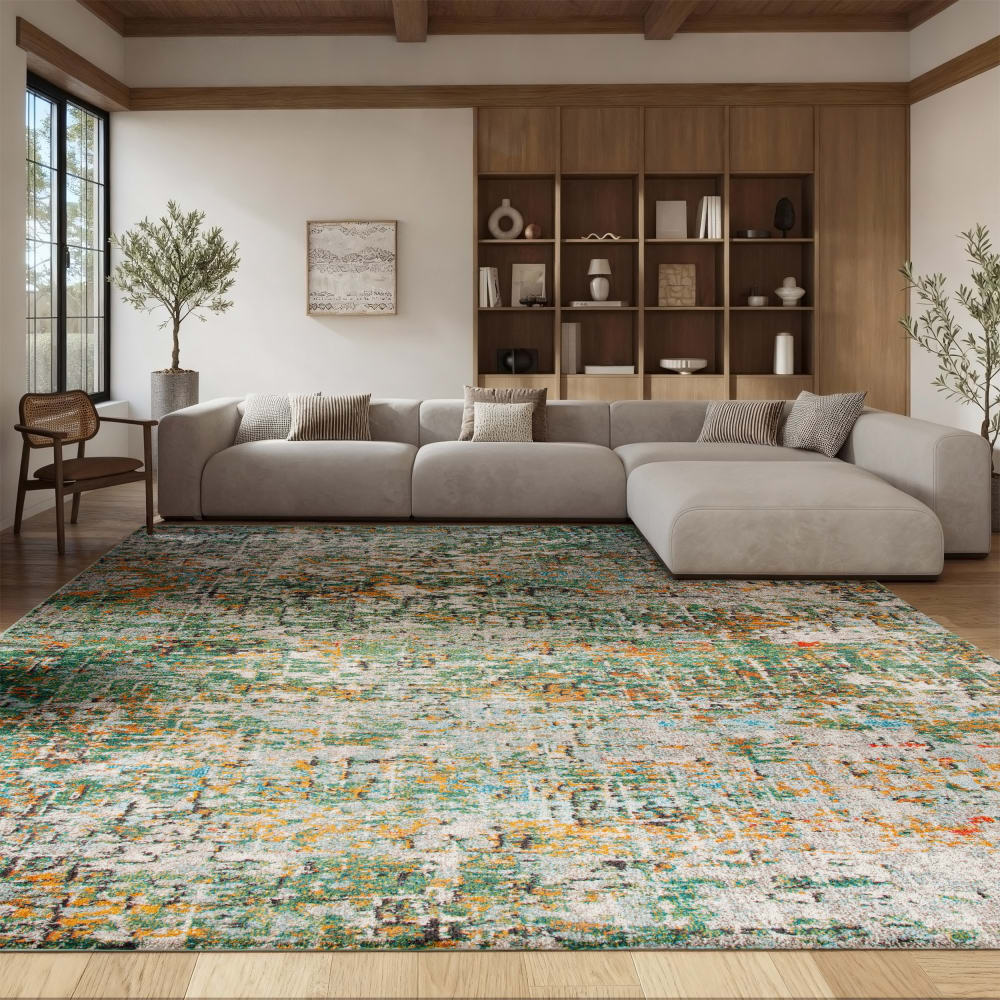 Tapis contemporain en polypropylène vert/bleu, 183 x 274 cm — vue 4
