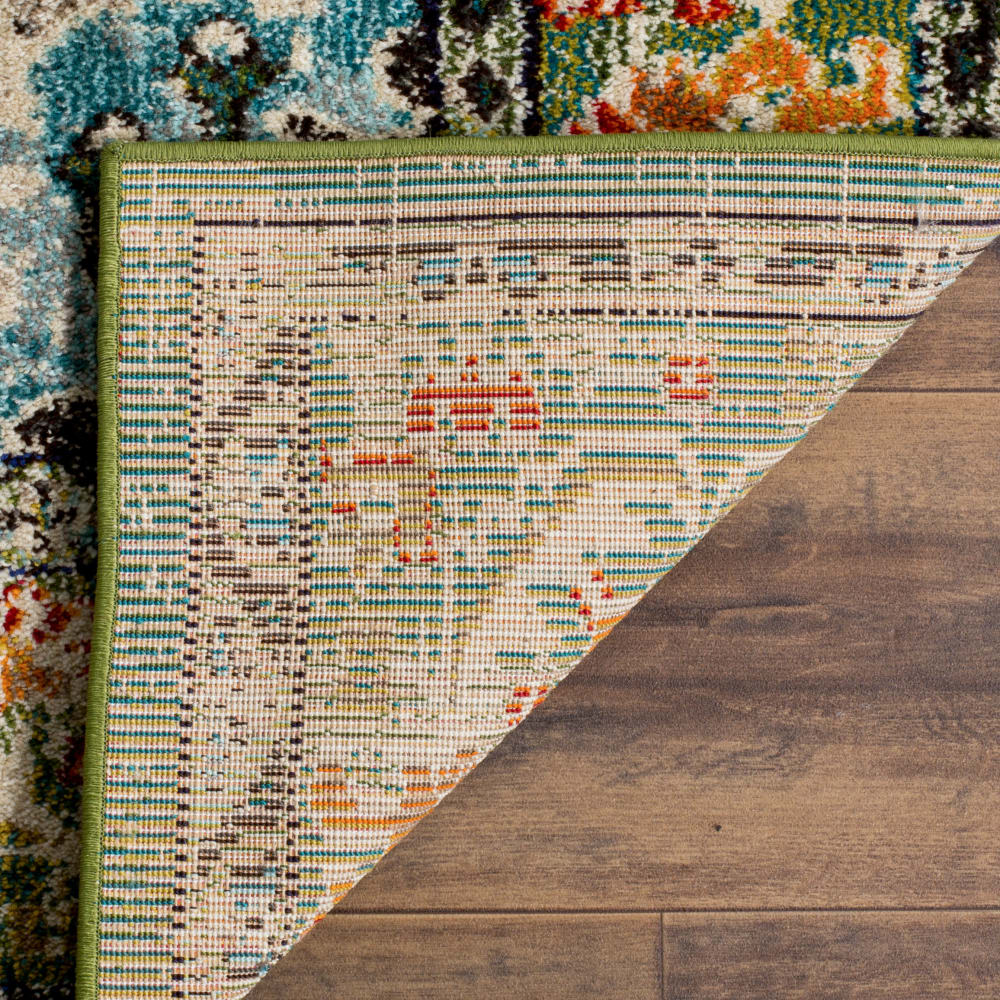 Tapis bohème chic en polypropylène vert/bleu, 91 x 152 cm — vue 4