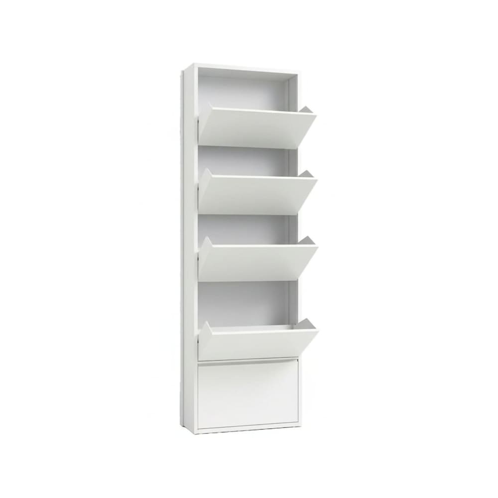 Dmora Schuhregal aus weißem Eisen, 50 x 15 x 169 cm style modern - Metall