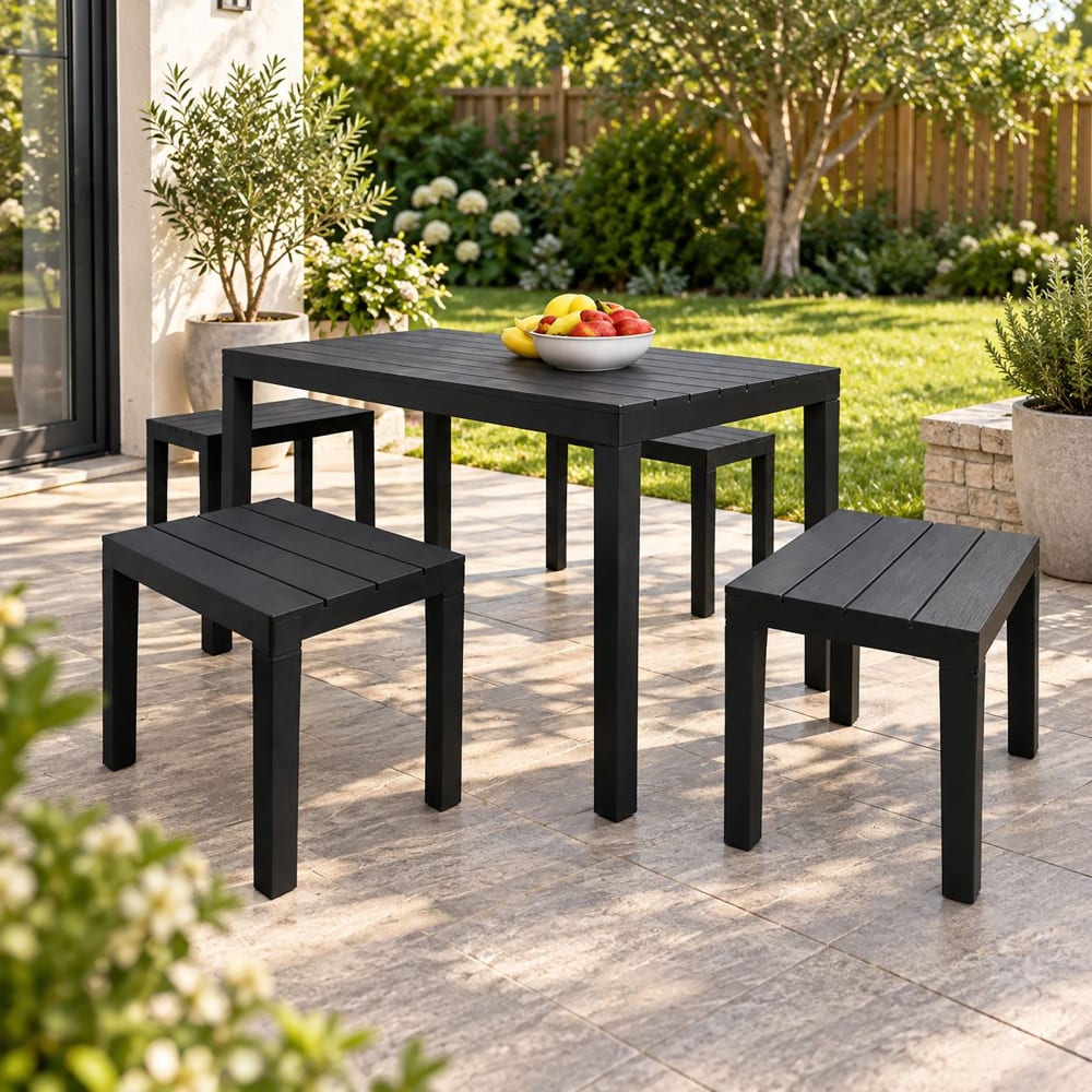 Ensembles table et chaises d'extérieur anthracite 138x78 cm - Maisons du Monde