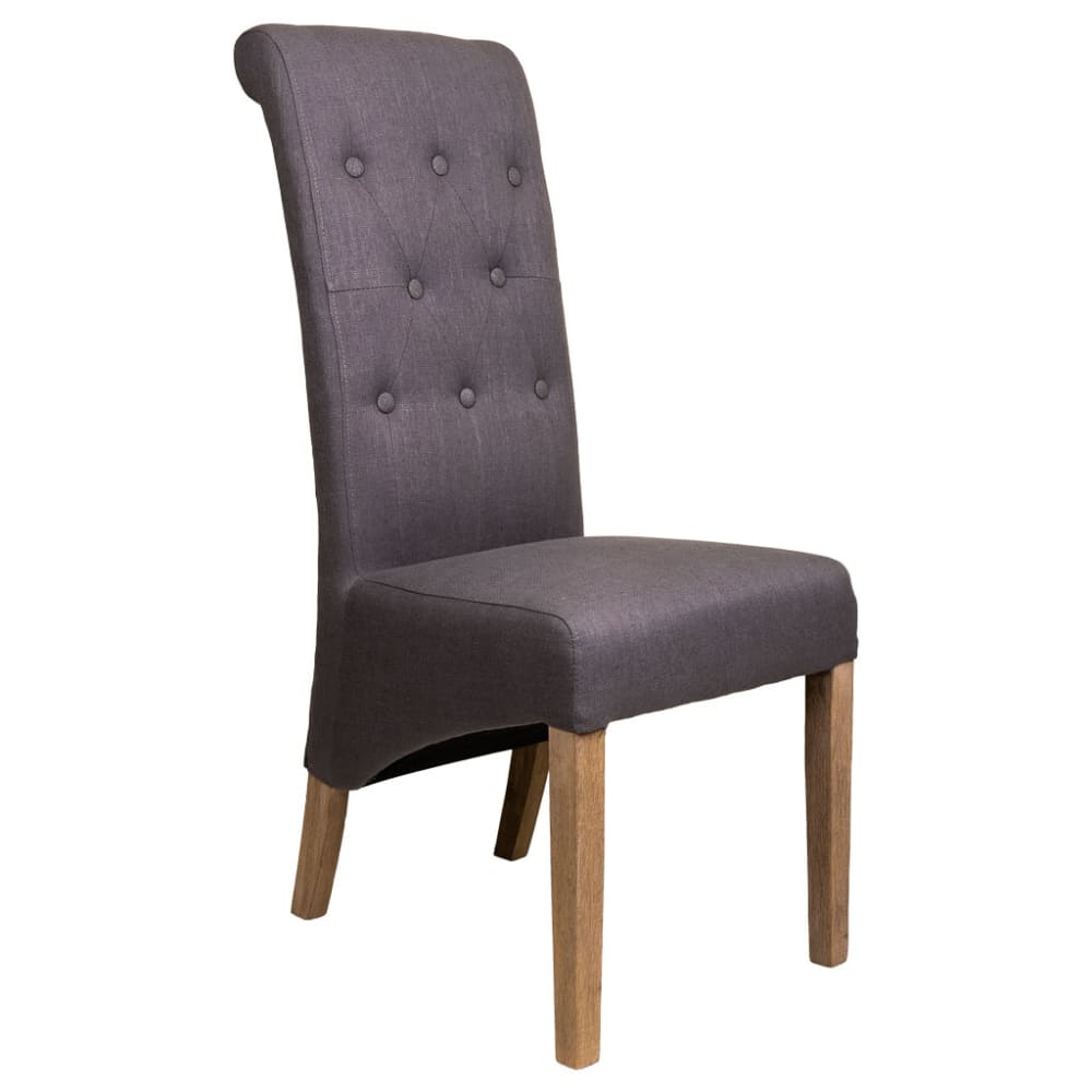 Chaise en bois tapissée gris 44x58x48/107h