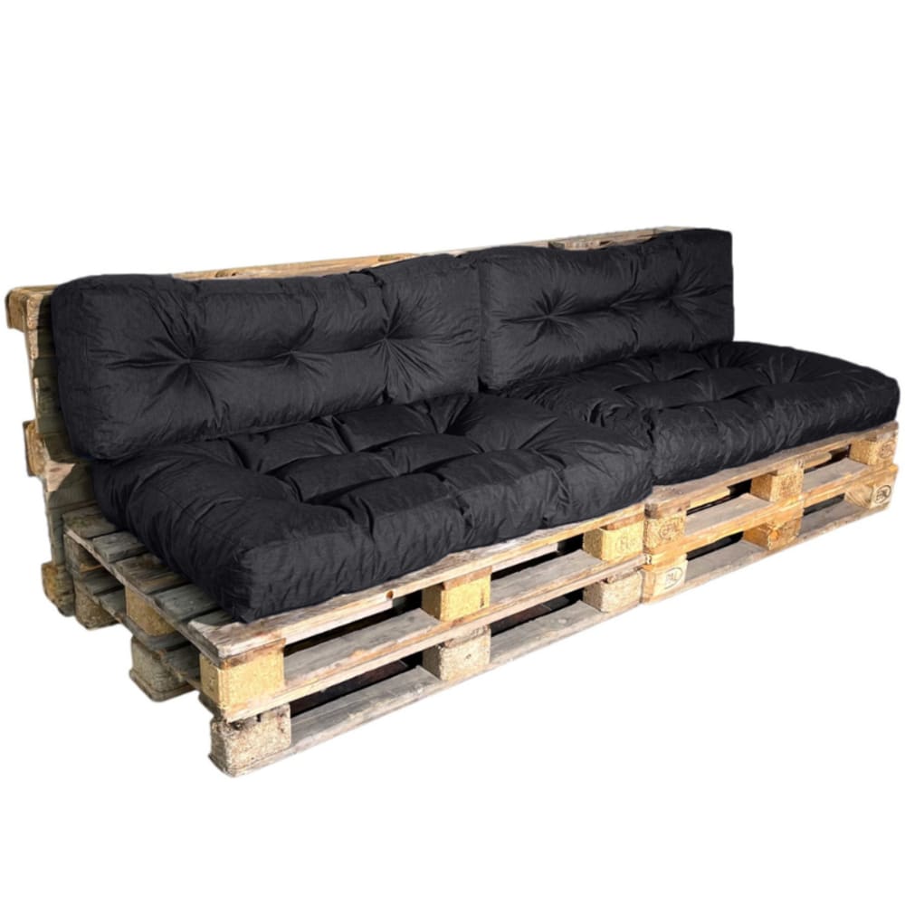 Coussins palette lot x2 en polyester 120x80cm/120x40cm noir