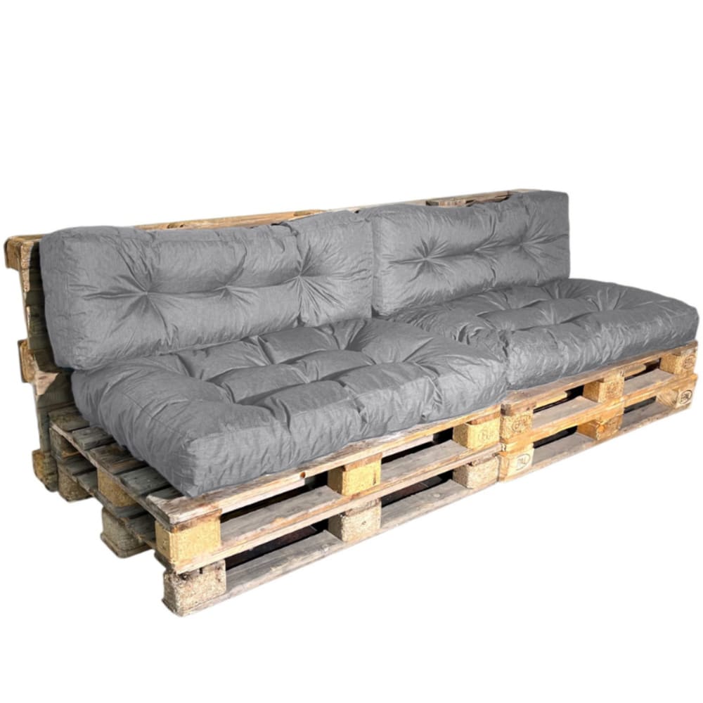 Coussins palette lot x2 en polyester 120x80cm/120x40cm gris