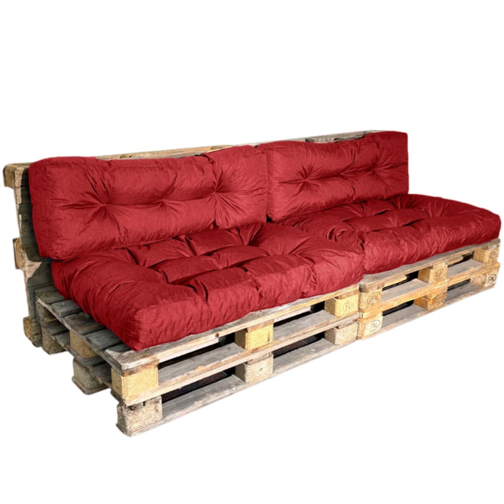 Coussins palette lot x2 en polyester 120x80cm/120x40cm rouge