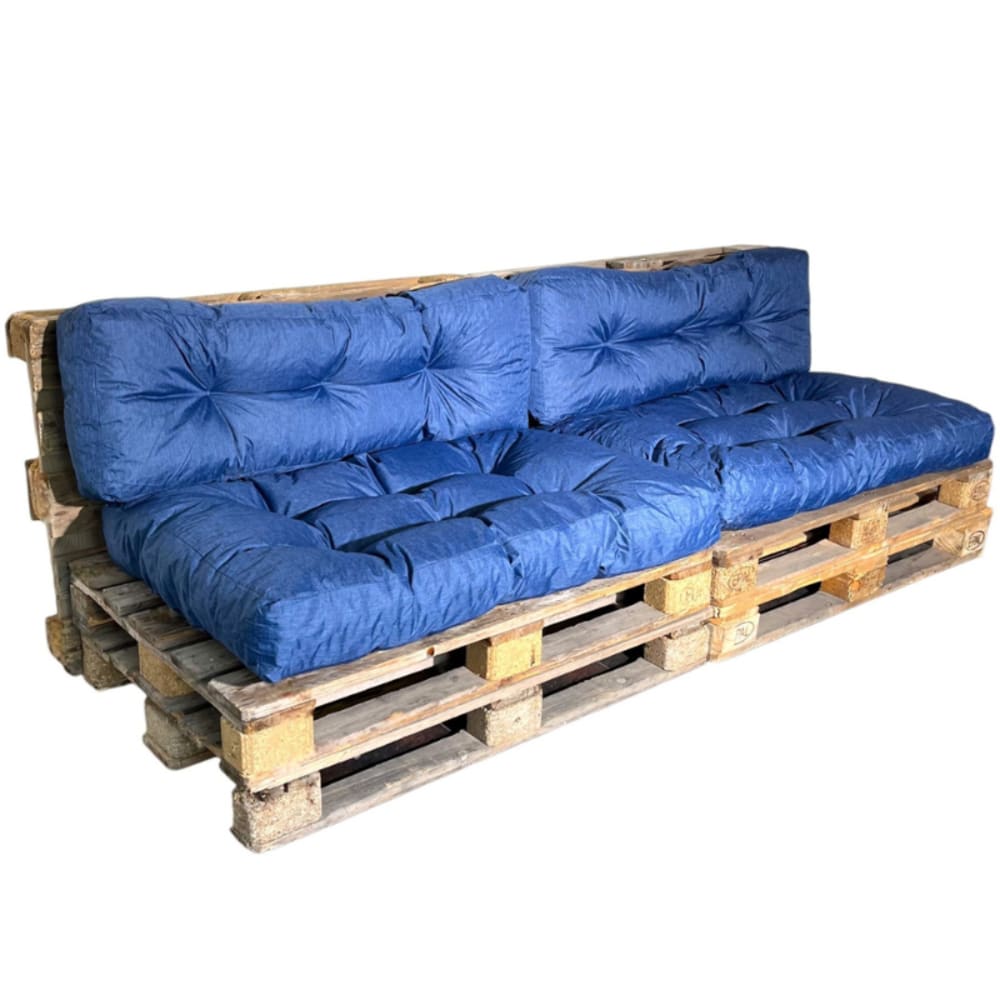 Coussins palette lot x2 en polyester 120x80cm/120x40cm bleu