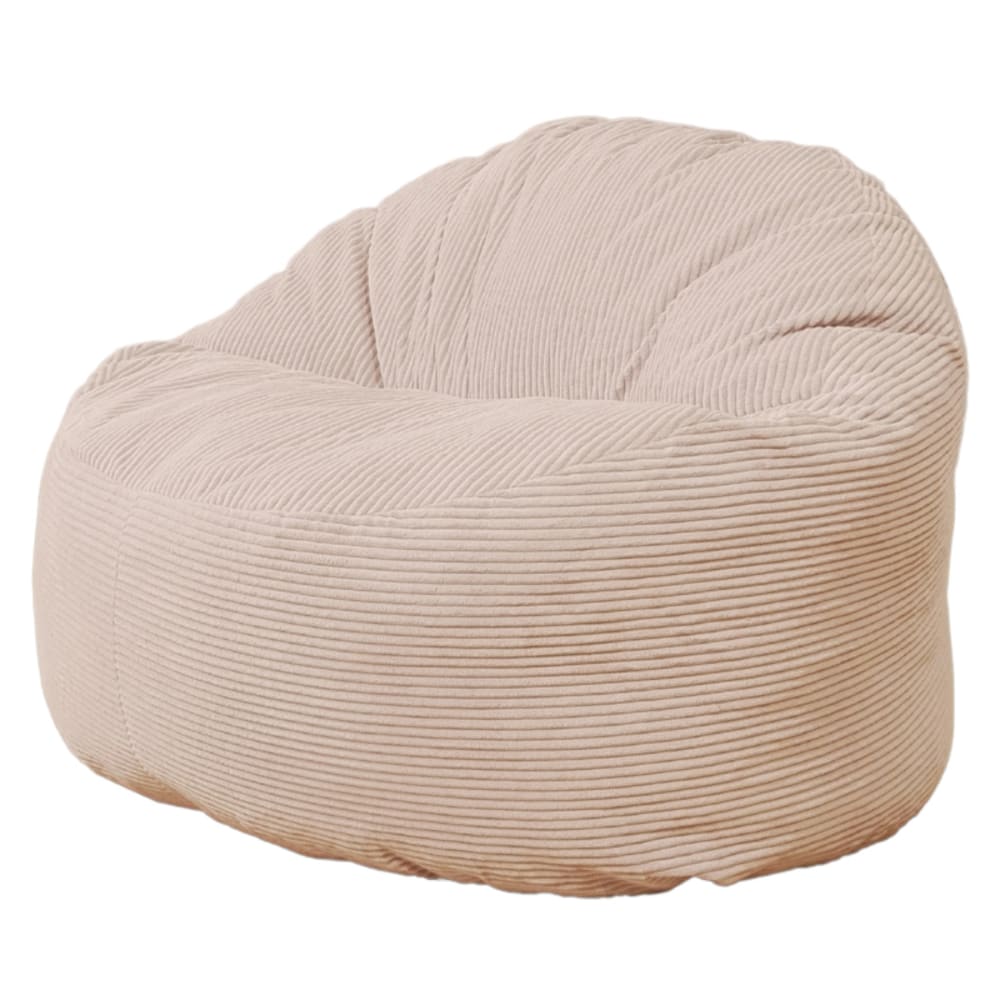Pouf velours côtelé épais 100cm blanc cassé — Beyit