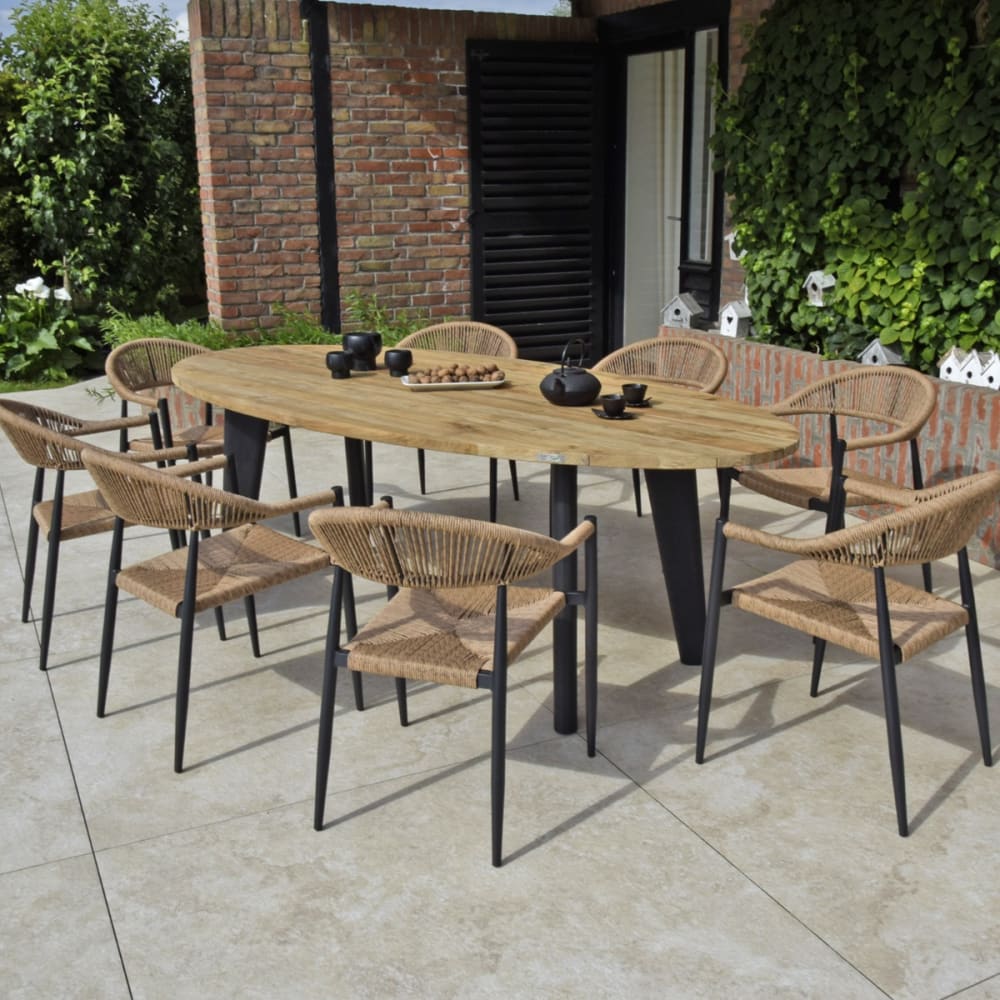 Gecko Jardin Table en teck recyclé et noir 8 places Marron Bois