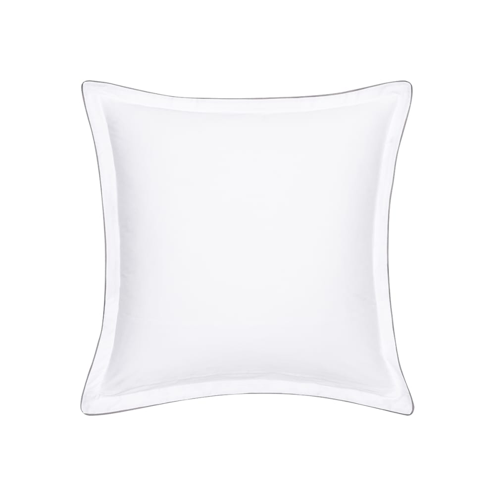 Taie d'oreiller imprimée en satin de coton bio blanc 65x65