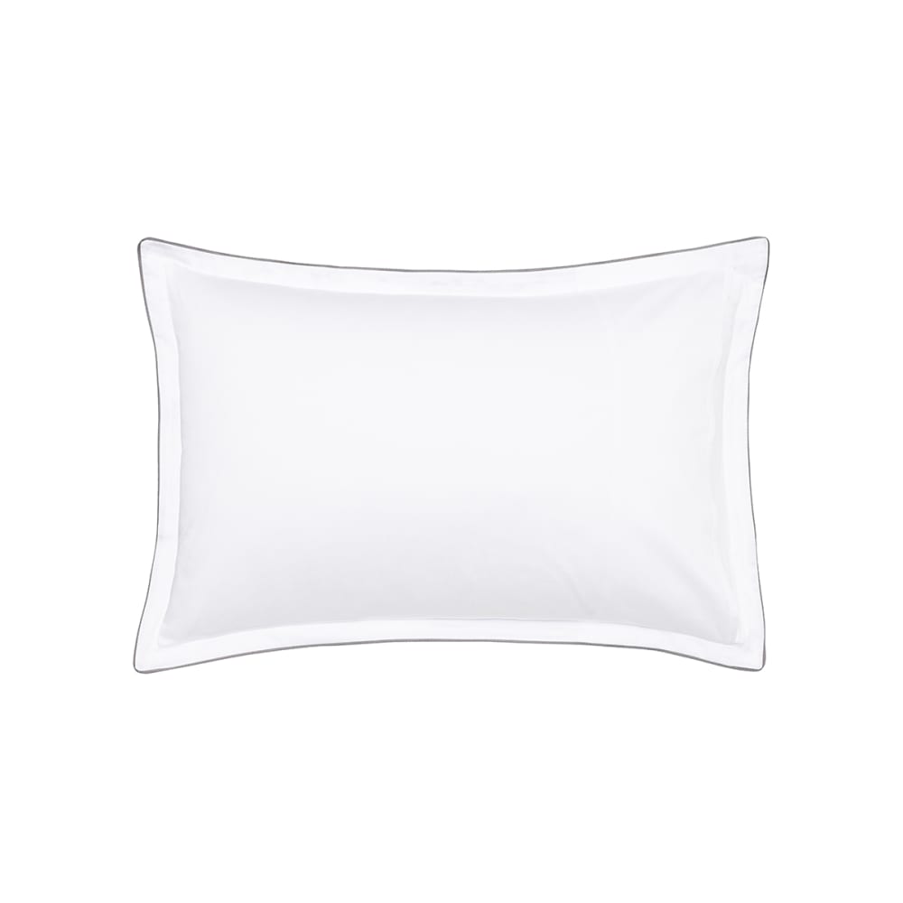 Taie d'oreiller imprimée en satin de coton bio blanc 50x75