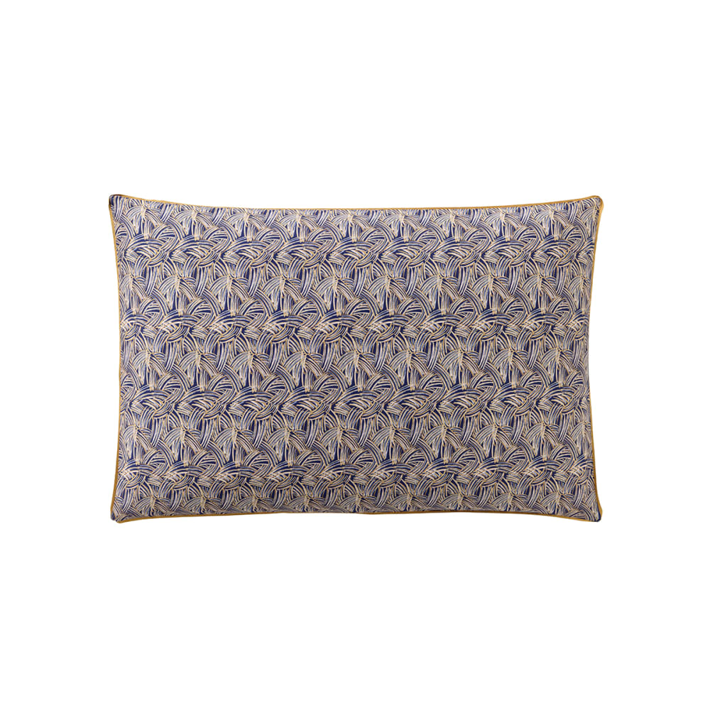Taie d'oreiller imprimée en satin de coton bleu foncé 50x75